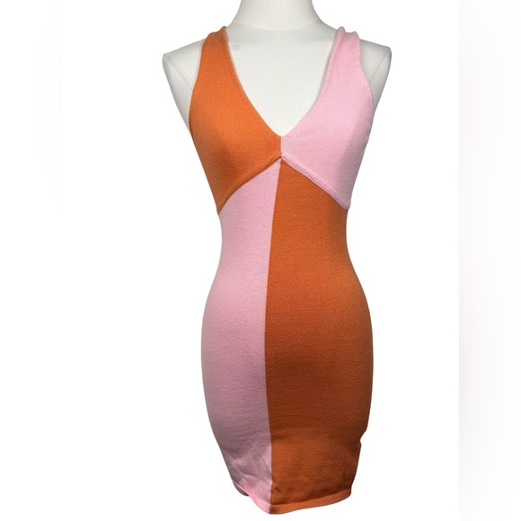 Princess Polly Sienna Mini Dress in Pink & Orange Color-block Size 6 - Picture 3 of 9